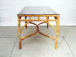 1970's French Riviera Style Bamboo Glass Topped Dining Table