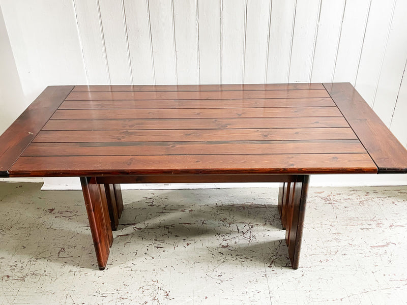 A 1970's French Dark Pine Dining Table