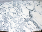 1970's Oval Carrara White Marble Ligne Roset Dining Table with Aluminium Base