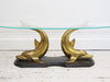 A 1970's Italian Bronze, Brass & Glass Coffee Table with Dolphin Base