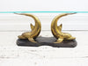 A 1970's Italian Bronze, Brass & Glass Coffee Table with Dolphin Base