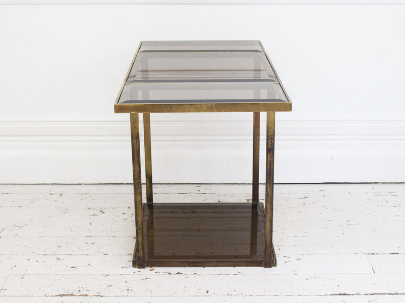 An Elegant Italian Brass & Glass 1970's Console Table