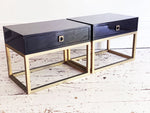 A Pair of Black Lacquered & Brass 1970's French Side Tables - Vintage Furniture London - Streett Marburg