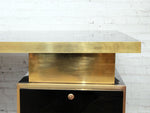 1970's Italian Black Lacquer and Brass Executive Desk in the Style of Romeo Rega