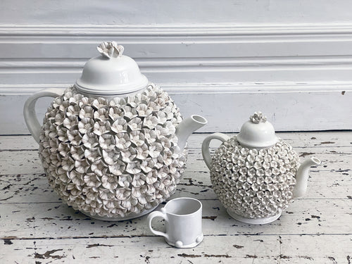 A Rare & Extremely Large Italian Creamware Teapot Made For Ralph Lauren