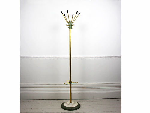 1970's French enamelled & brass coated industrial coat stand