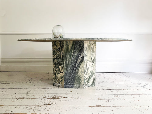 A 1970's Italian Green & White Luna Marble Dining Table