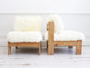 A Cool Pair of French 1970's Pine Lounger Chairs with Sheepskin Upholstery