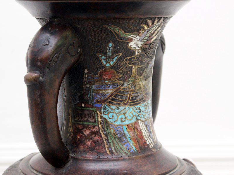 A Large 19th Century Chinese Bronze Cloisonné Enamelled Vase