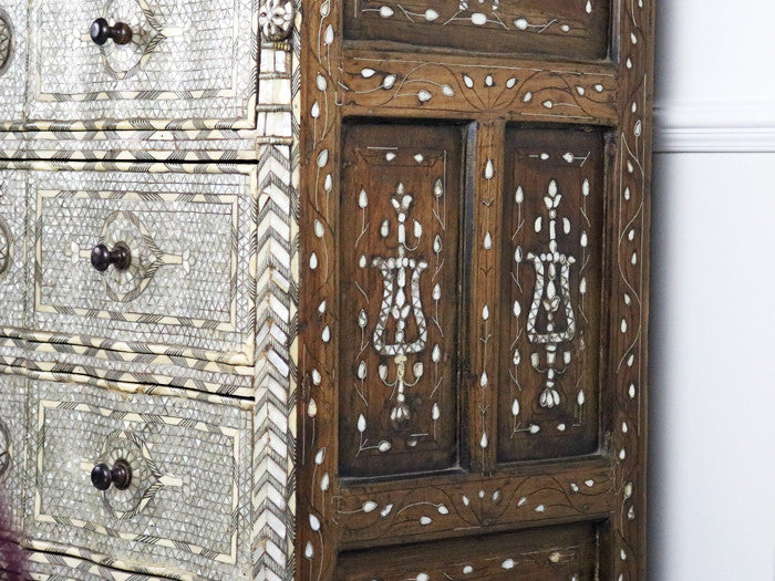 19th C Damascus mother of pearl marriage chest 