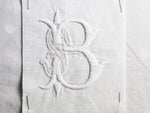 30cm Square Cushion - Antique French Monogram B on Linen P3018