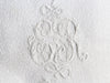 30cm Square Cushion - Antique French Embroidered ER on Linen P3046