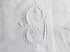 30cm Square Cushion - Antique French Embroidered G on Linen P3051