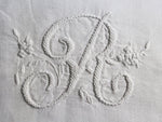 R 40cm Square Cushion - Antique French R Monogram on Linen P4015