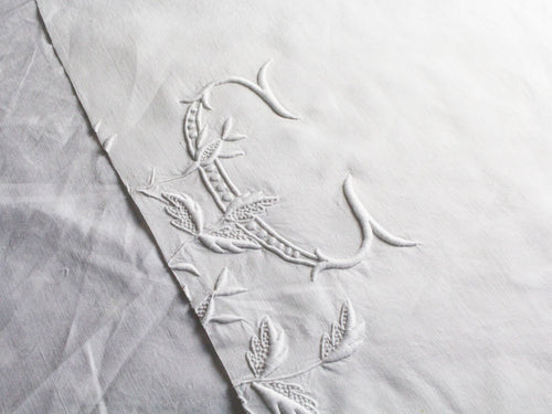 C 50cm Square Cushion - Antique French C Monogram on Linen P5065