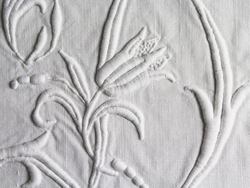 D 50cm Square Cushion - Antique French D Monogram on Linen P5035