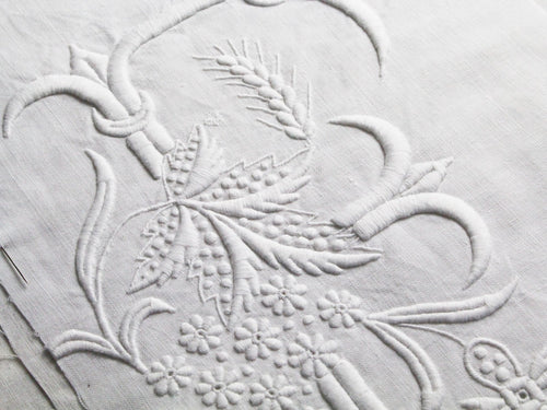 F 50cm Square Cushion - Antique French F Monogram on Linen P509