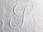S 50cm Square Cushion - Antique French S or Y Monogram on Linen P5033