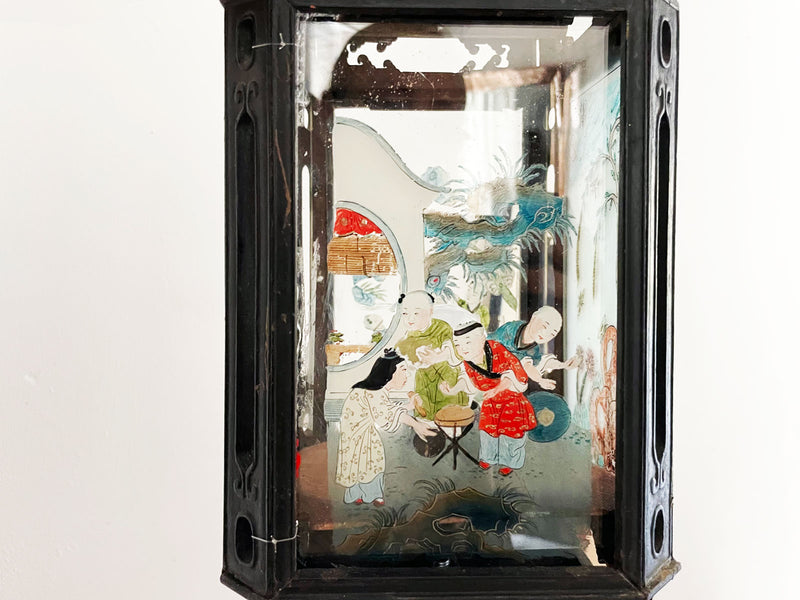 A Pair of Early 20th C Chinese Painted Glass Lanterns