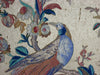 A set of 4 hand decorated silk screen panels with exotic birds & flowers