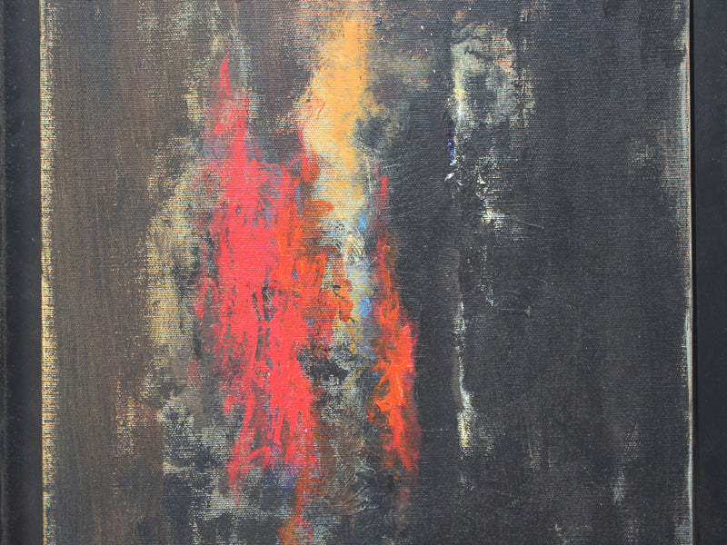 A 1960's Black & Red Tone Abstract by French Artist Odette Buvat