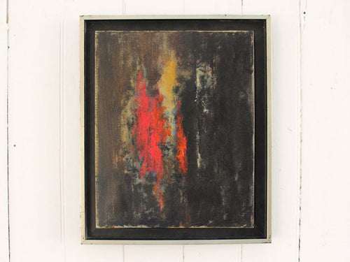 A 1960's Black & Red Tone Abstract by French Artist Odette Buvat