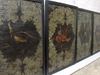 A Set of Four 17th Century Spanish Oil on Hessian Wall Covering Paintings