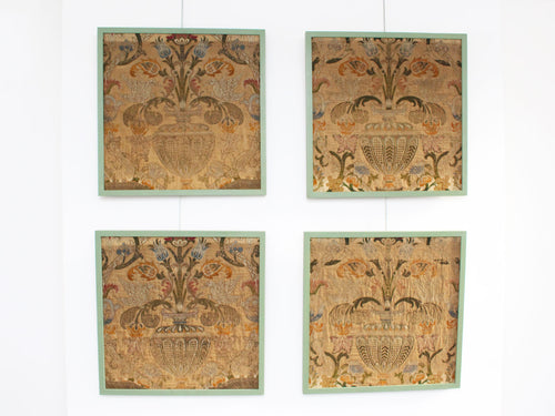 A Set of Four Early 19th C French Woven Silk Panels