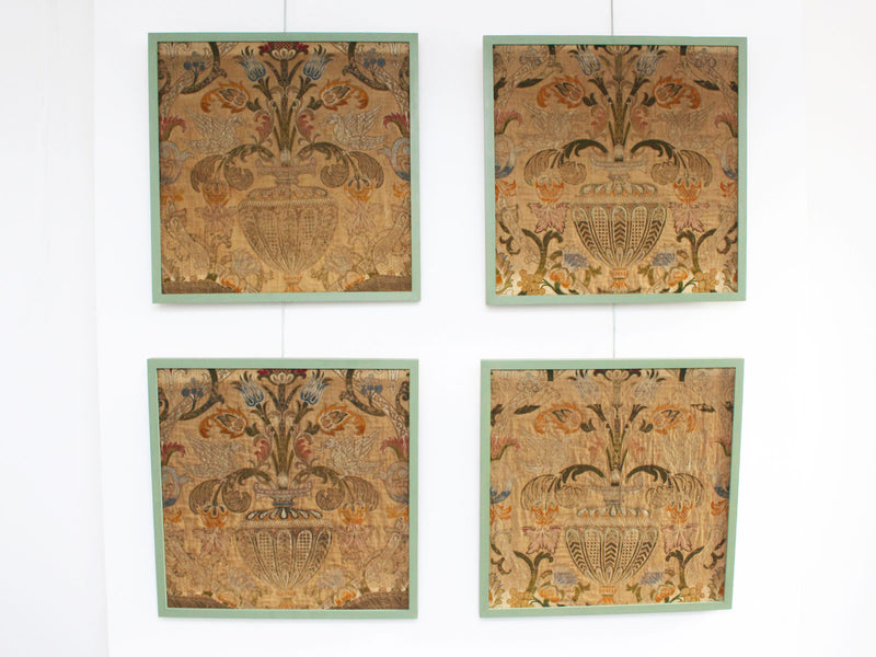 A Set of Four Early 19th C French Woven Silk Panels