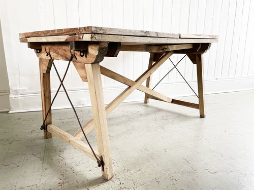 A Very Large French Applewood Artisan Made Drawer Leaf Dining Table - Seating 10-12