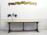 A 9' Bleached Oak Early 20th C Long Trestle Dining Table