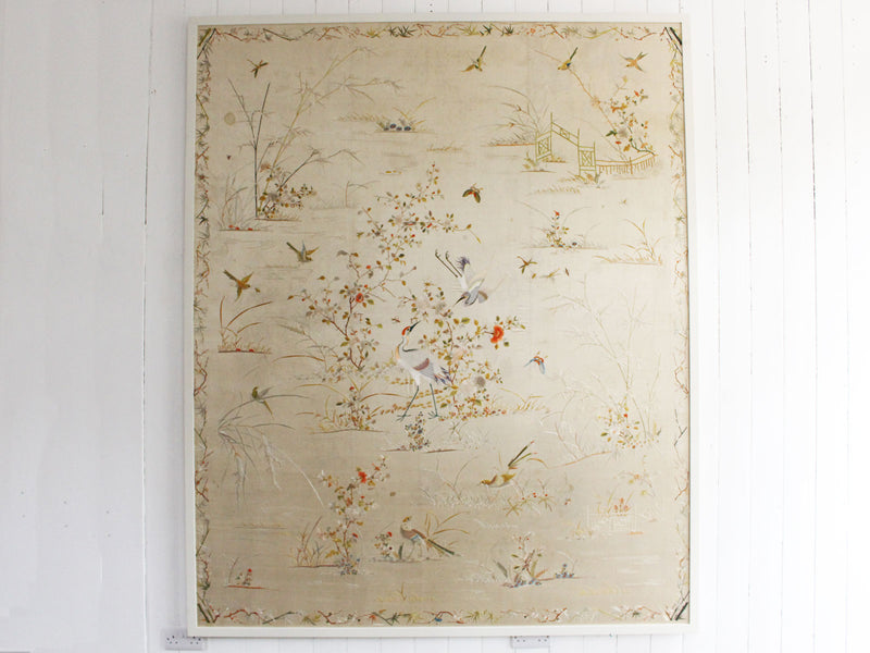 A Exceptionally Large Late 19th C Framed Cantonese Silk Embroidery