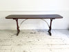 A Late 19th C Solid Walnut Topped Table with Painted Wrought Iron Base