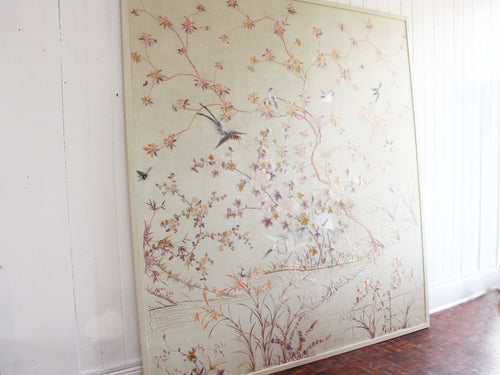 An Exceptionally Large Antique Framed Hand Embroidery Chinese Silk