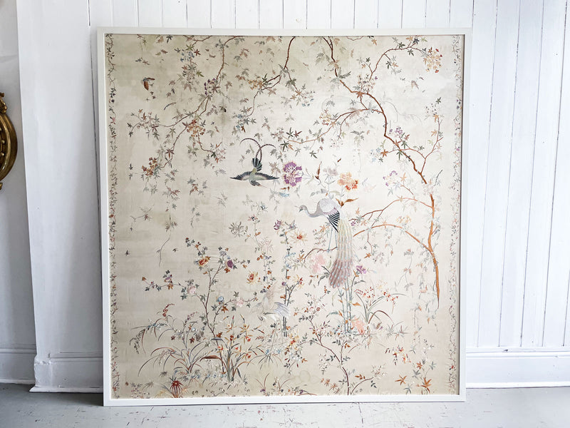 An Early Antique Chinese Silk Framed Embroidery in Country House Condition
