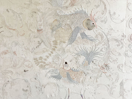 An Early 20th Century Chinese Framed Embroidery Depicting Fish & Dragons