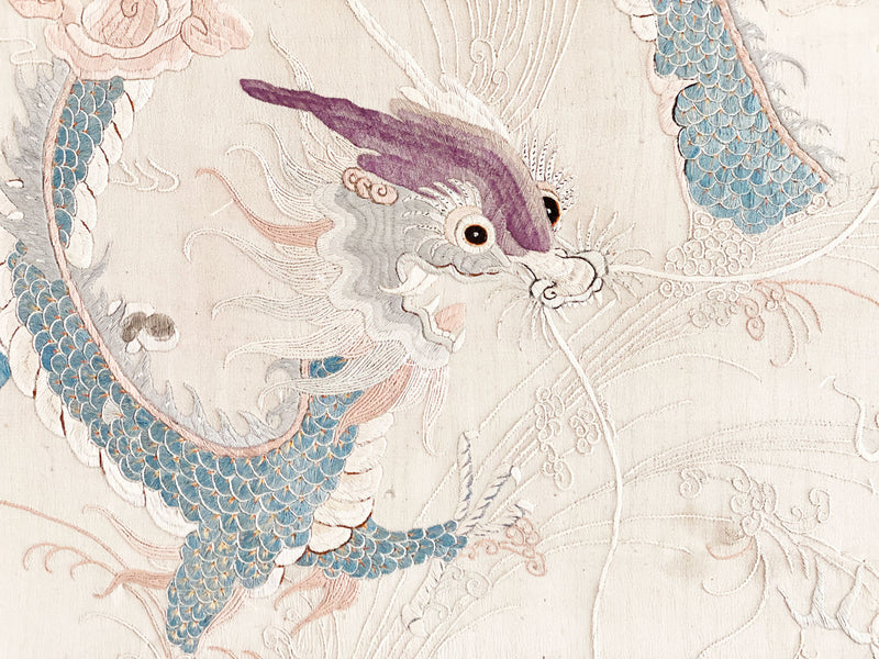 An Early 20th Century Chinese Framed Embroidery Depicting Fish & Dragons