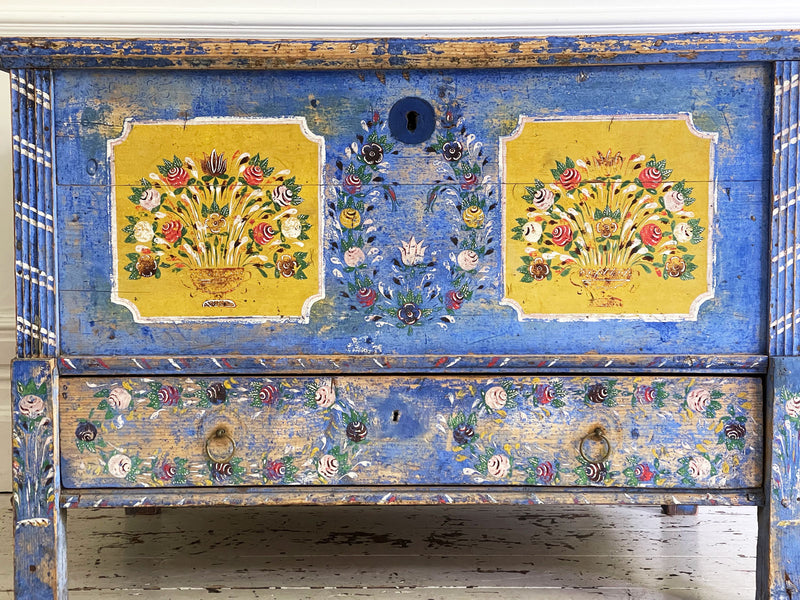 A French Cobalt Blue Painted Trunk Dating from 1869