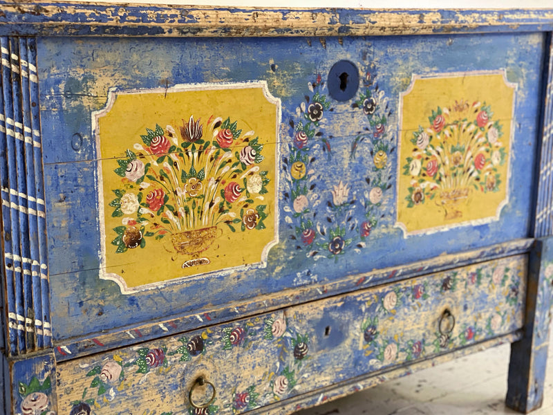 A French Cobalt Blue Painted Trunk Dating from 1869