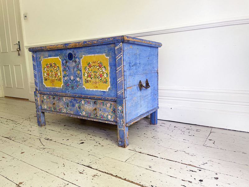 A French Cobalt Blue Painted Trunk Dating from 1869