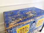 A French Cobalt Blue Painted Trunk Dating from 1869