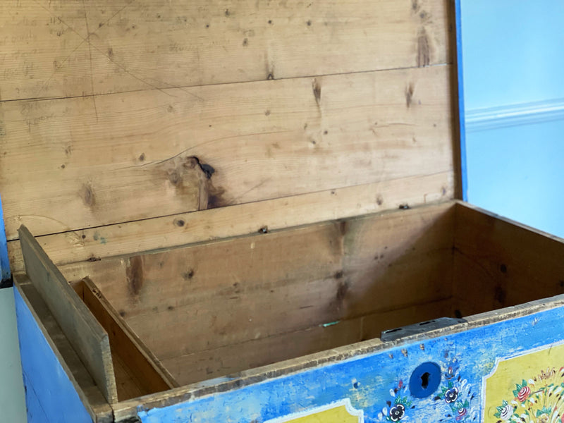 A French Cobalt Blue Painted Trunk Dating from 1869