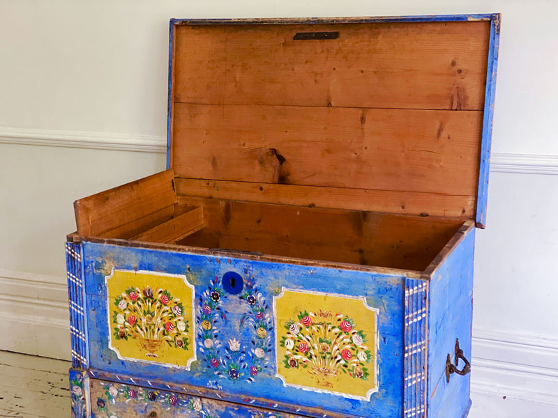 A French Cobalt Blue Painted Trunk Dating from 1869