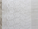 40cm Square Cushion - Antique French Embroidered Scalloping on Linen