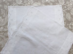 30cm Square Cushion - Antique French Embroidered Scalloping on Linen P353