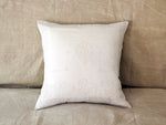 An antique French linen monogrammed 50cm square cushion - initials MS/SM
