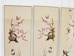 Superb Antique Japanese Hand Embroidered Orchid Flower Panels - 8 available