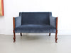 A 1920's Country House Mahogany Sofa with Blue Grey Velvet Upholstery