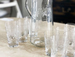 A Set of Antique French Etched Lemonade Tumblers and Jug