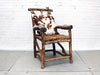 Wonderful 19th C French Tramp Art Bergere's Wooden Armchair with Cowhide Cushion